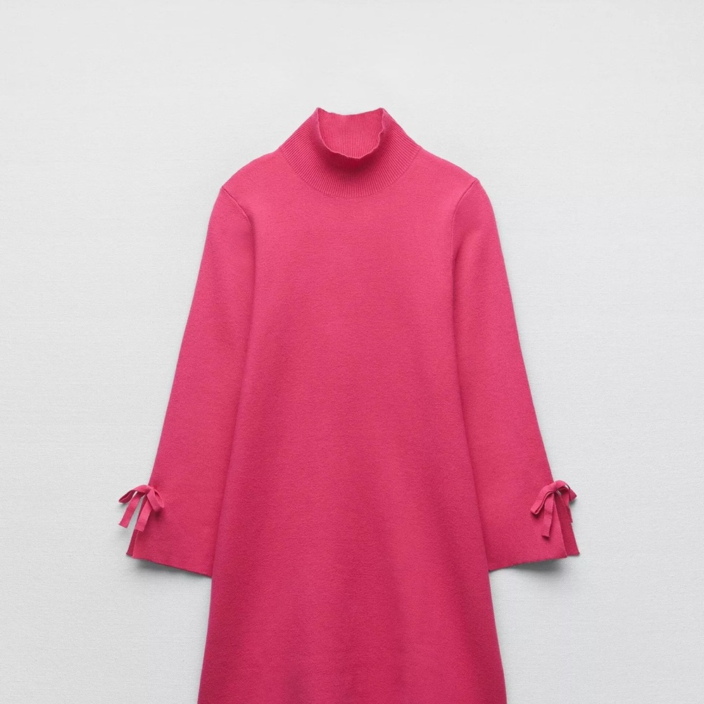 Zara Pink Long Sleeve Dress with Sleeve Bows